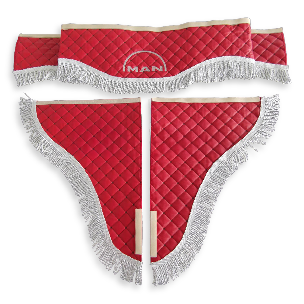 Шторка Екошкіра "Wave" MAN лоб + косинки червона