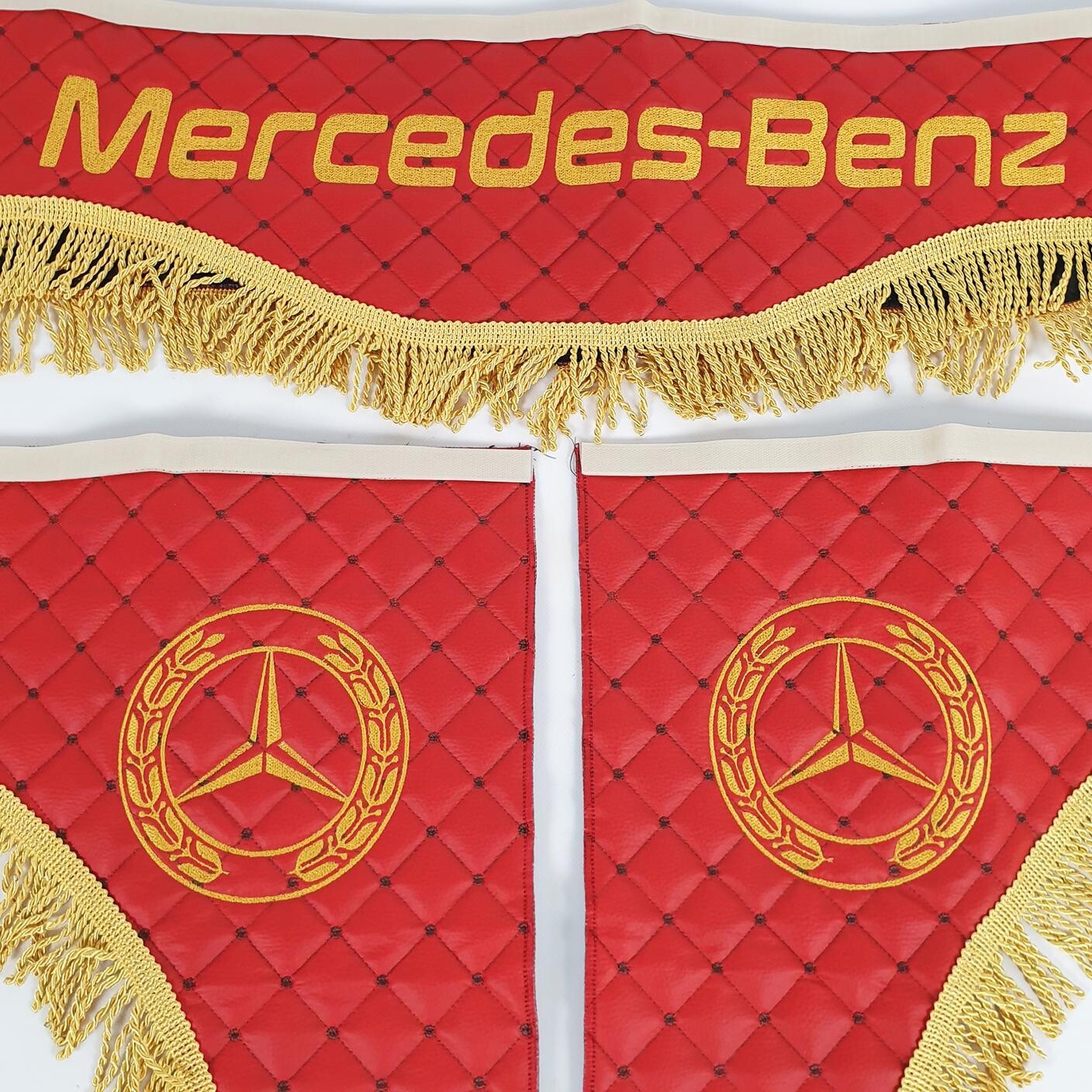 Шторка Екошкіра "Wave" MERSEDES лоб + косинки червона Шторка Екошкіра "Wave" MERSEDES лоб + косинки червона