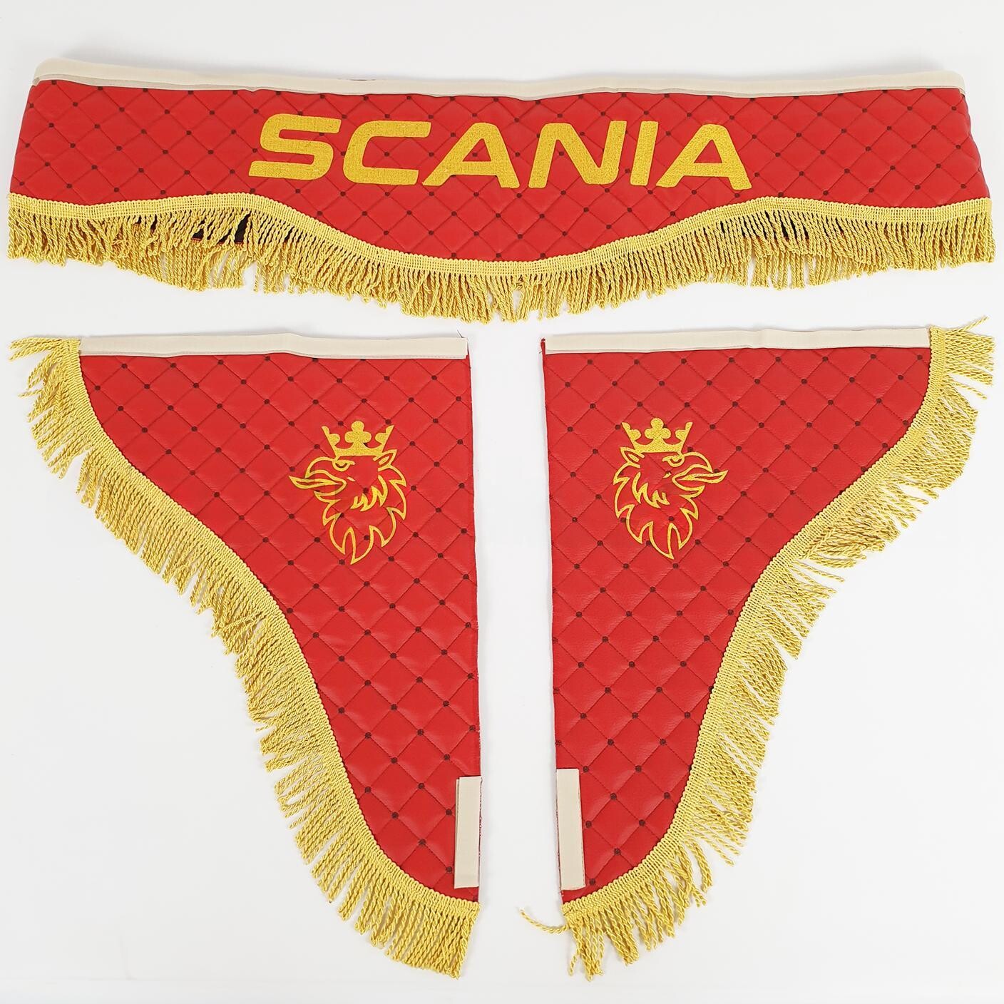 Шторка Екошкіра "Wave" SCANIA лоб + косинки червона Шторка Екошкіра "Wave" SCANIA лоб + косинки червона