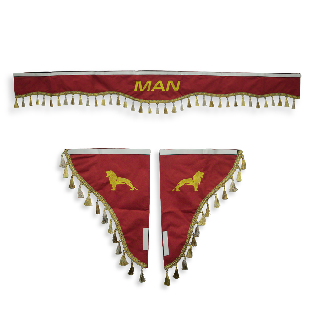 Шторка Рогожка "Double-Sided" MAN лоб + косинки червона 2-х стороння Шторка Рогожка "Double-Sided" MAN лоб + косинки червона 2-х стороння