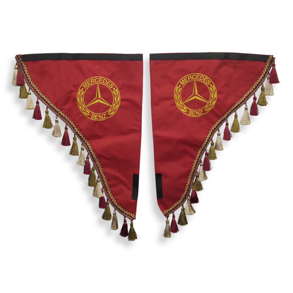 Шторка Рогожка "Double-Sided" MERCEDES; лоб + косинки; червона; 2-х стороння Шторка Рогожка "Double-Sided" MERCEDES; лоб + косинки; червона; 2-х стороння