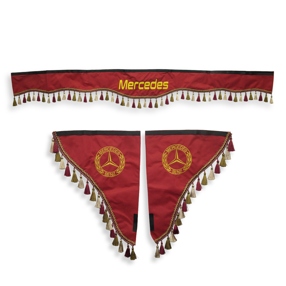 Шторка Рогожка "Double-Sided" MERCEDES; лоб + косинки; червона; 2-х стороння Шторка Рогожка "Double-Sided" MERCEDES; лоб + косинки; червона; 2-х стороння