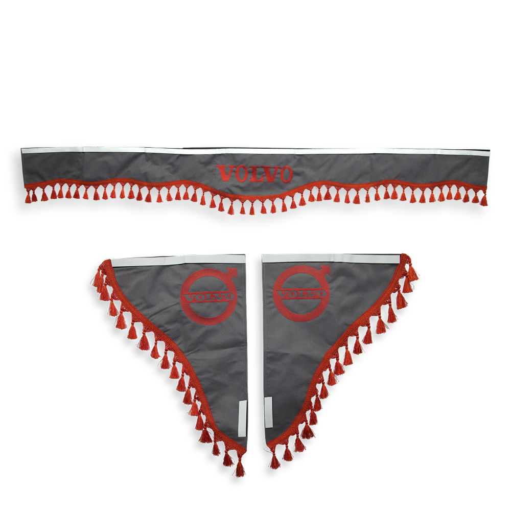 Шторка Рогожка "Double-Sided" VOLVO лоб + косинки сіра 2-х стороння