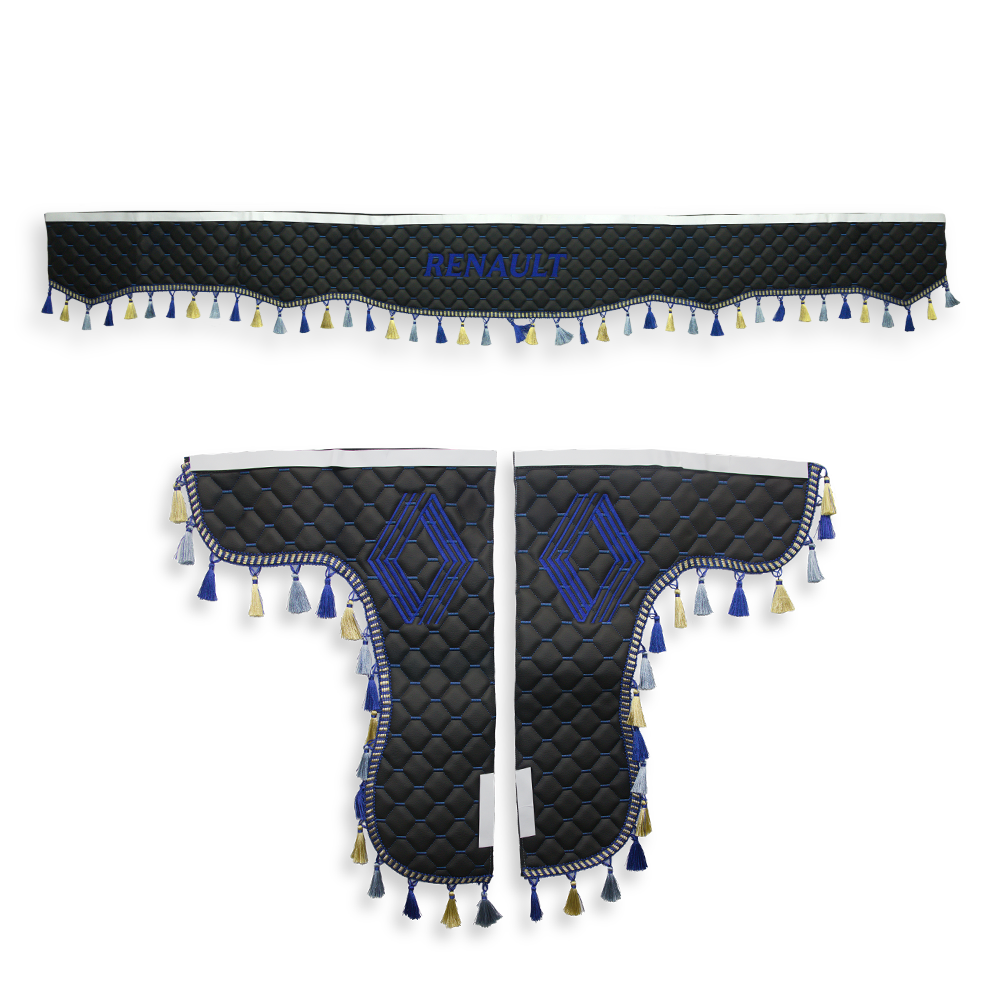 Шторка Екошкіра "Pergam" RENAULT лоб + косинки чорна