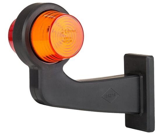 Ліхтар габаритний ріг LED кривий правий жовто-червоний 192,5мм 12/24V HORPOL