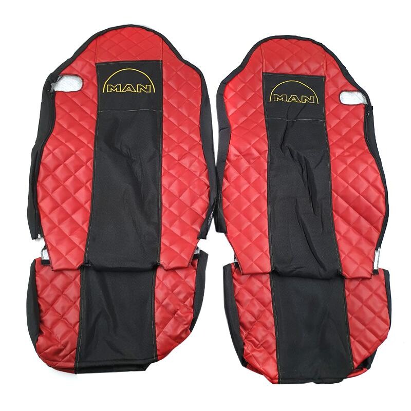 Чехол на сиденья Экокожа MAN TGX,TGA,TGL,TGM,TGS; (2007-2020) 2 ремня, водитель и пассажир (Низкий) ST красный Чехол на сиденья Экокожа MAN TGX,TGA,TGL,TGM,TGS; (2007-2020) 2 ремня, водитель и пассажир (Низкий) ST красный