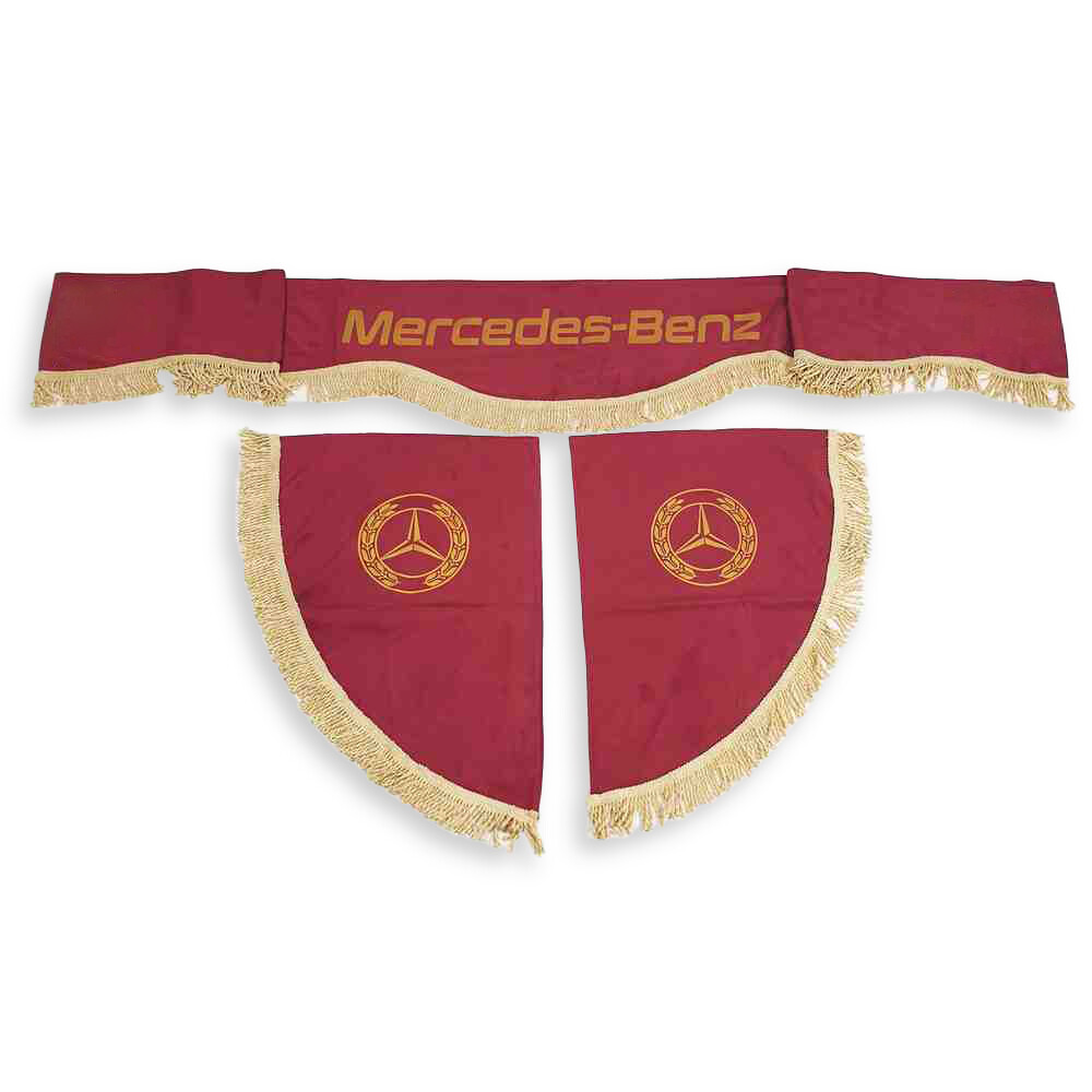 Шторка ВЕЛЮР "Wave" MERCEDES лоб+косинки червона