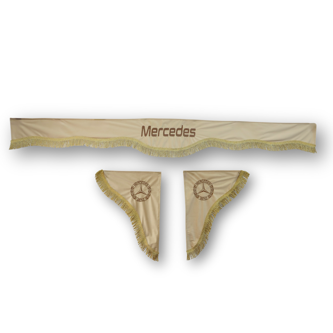 Шторка ВЕЛЮР "Wave" MERCEDES лоб+косынки бежевая Шторка ВЕЛЮР "Wave" MERCEDES лоб+косынки бежевая