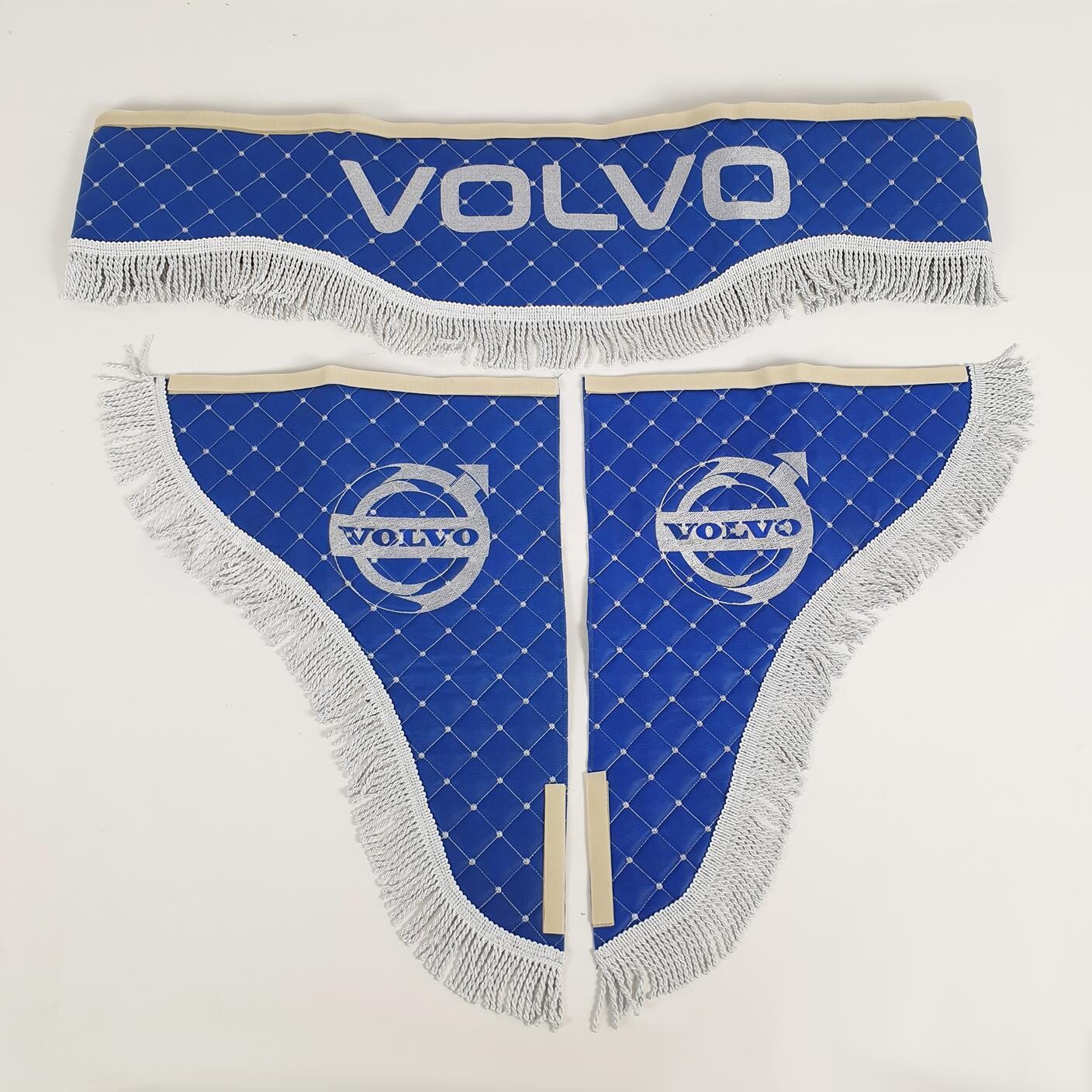 Шторка Екошкіра "Wave" VOLVO лоб + косинки синя