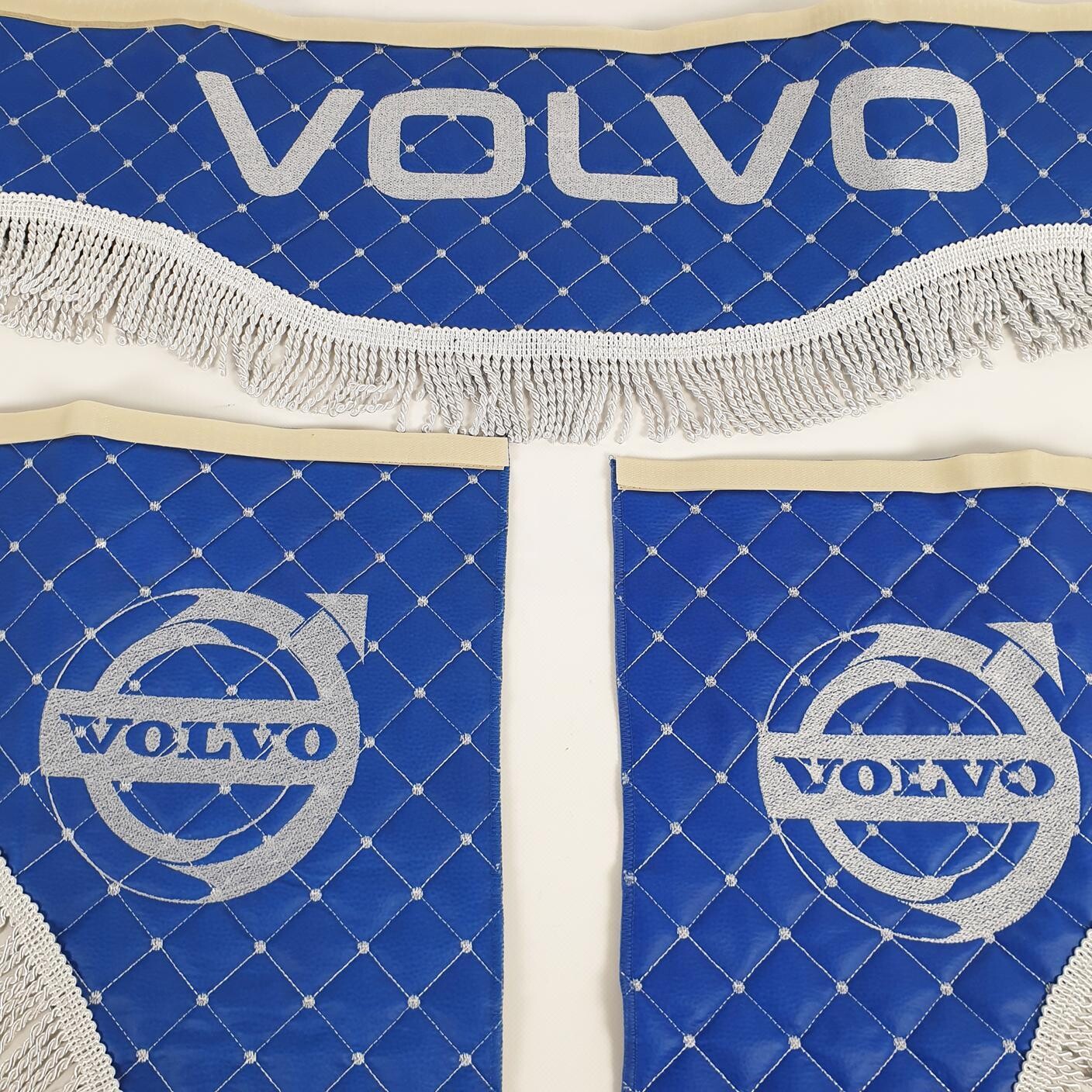 Шторка Екошкіра "Wave" VOLVO лоб + косинки синя