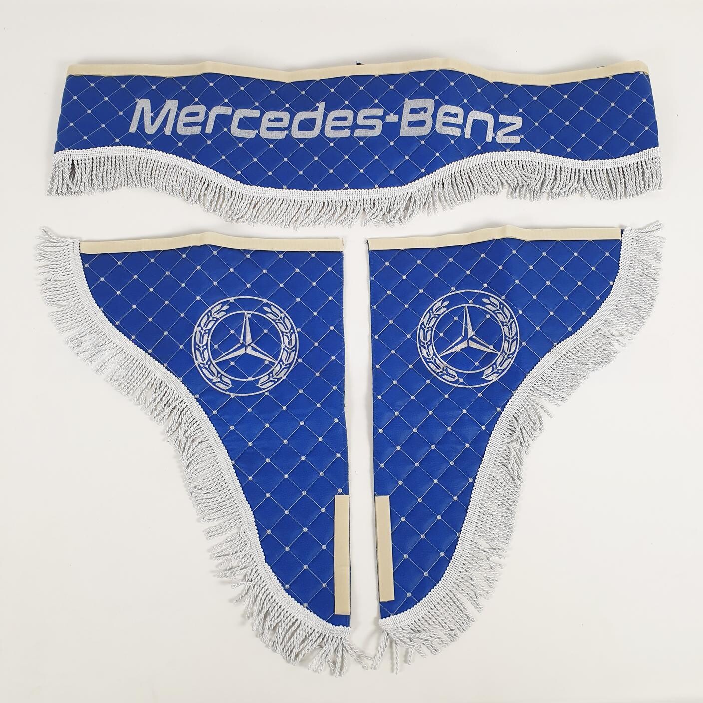 Шторка Экокожа "Wave" MERSEDES лоб+косынки синяя Шторка Экокожа "Wave" MERSEDES лоб+косынки синяя