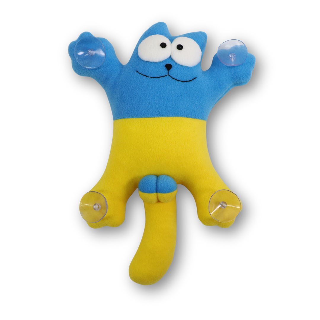 Кот игрушка желто-голубой