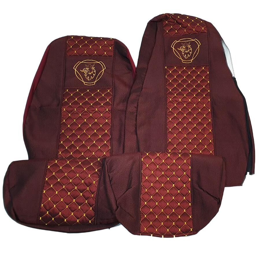 Чохол на сидіння Екошкіра SCANIA R,G,P (2004-2017) водій пілот - пас. складне, червоний Чохол на сидіння Екошкіра SCANIA R,G,P (2004-2017) водій пілот - пас. складне, червоний