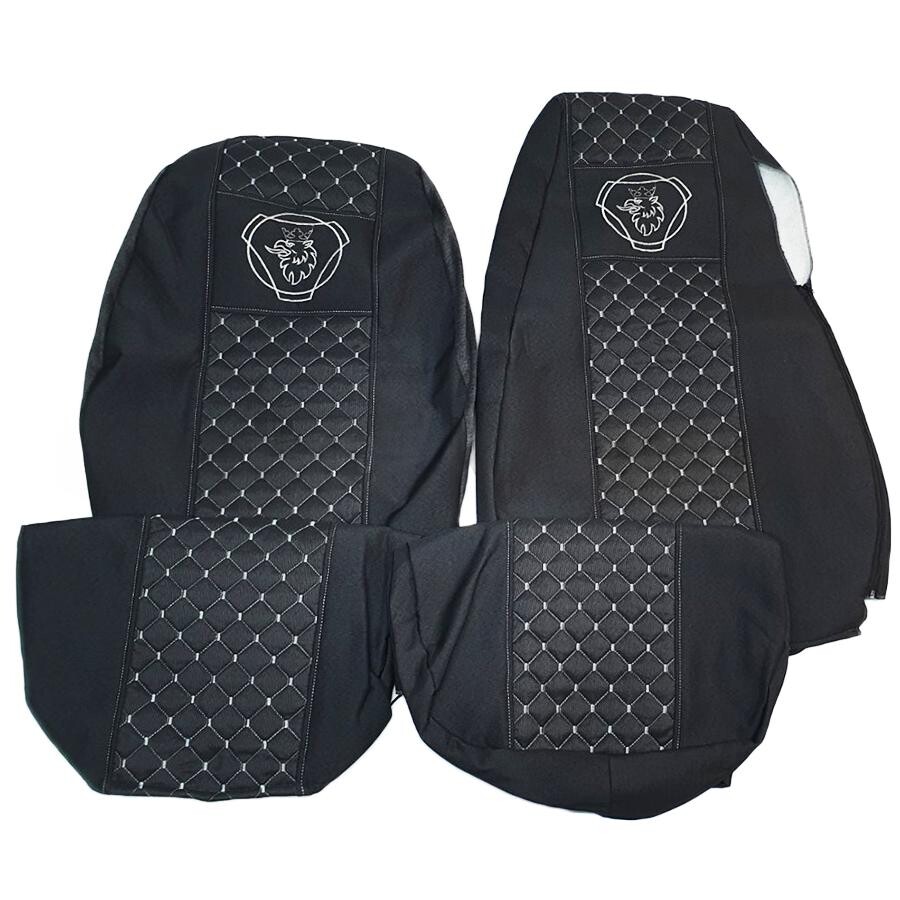 Чехол на сиденья Экокожа SCANIA R,G,P (2004-2017) водит. пилот - пасс. складное, серый Чехол на сиденья Экокожа SCANIA R,G,P (2004-2017) водит. пилот - пасс. складное, серый