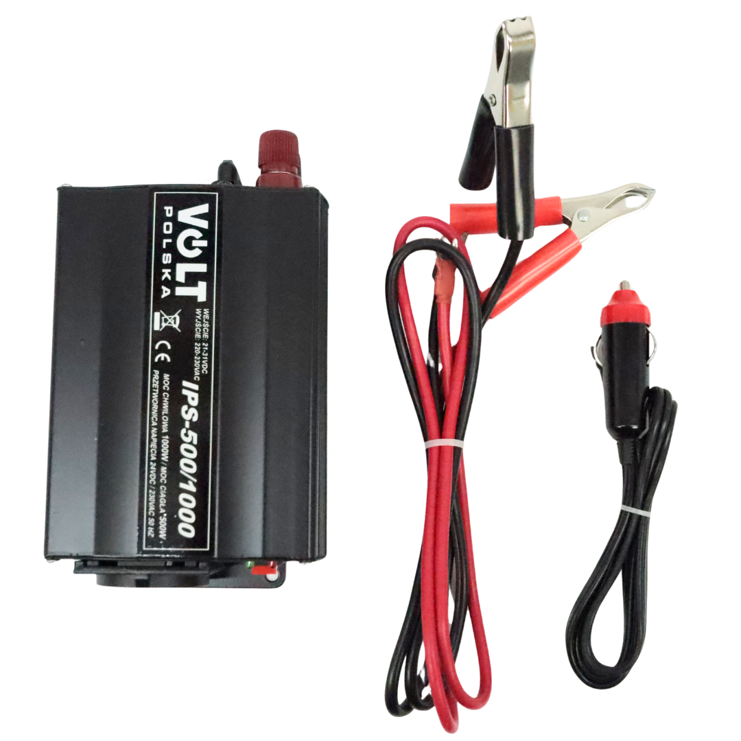 Преобразователь напряжения IPS500- 1000  24В\в прикуриватель+клещи\с USB