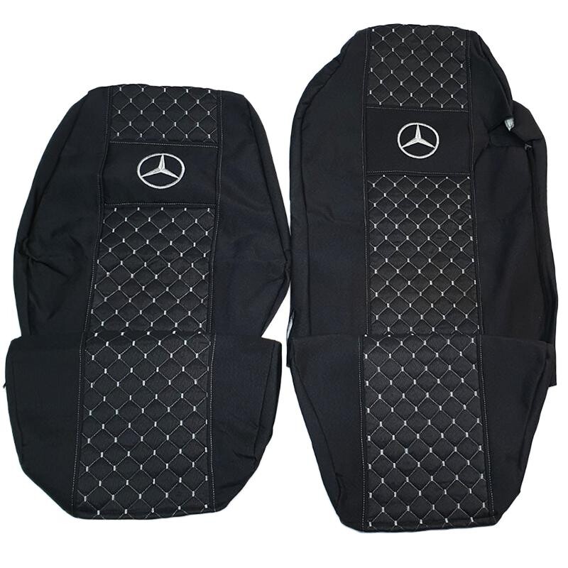 Чехол на сиденья Экокожа MERCEDES Atego вод.пилот с ремнем - пасс.с подгол. серый Чехол на сиденья Экокожа MERCEDES Atego вод.пилот с ремнем - пасс.с подгол. серый