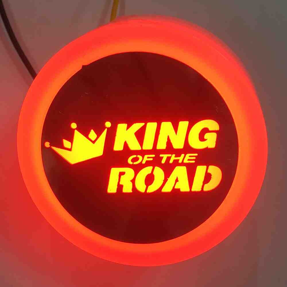 Фонарик эмблем KING OF THE ROAD красный  неоновый 24V\Ø-55мм