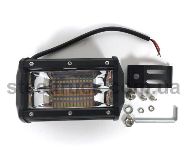 Фара универсальная диодная LED 24V (24 диода 72W бел,+желт, свет+страбоскоп прямоугольная-80*130*66)