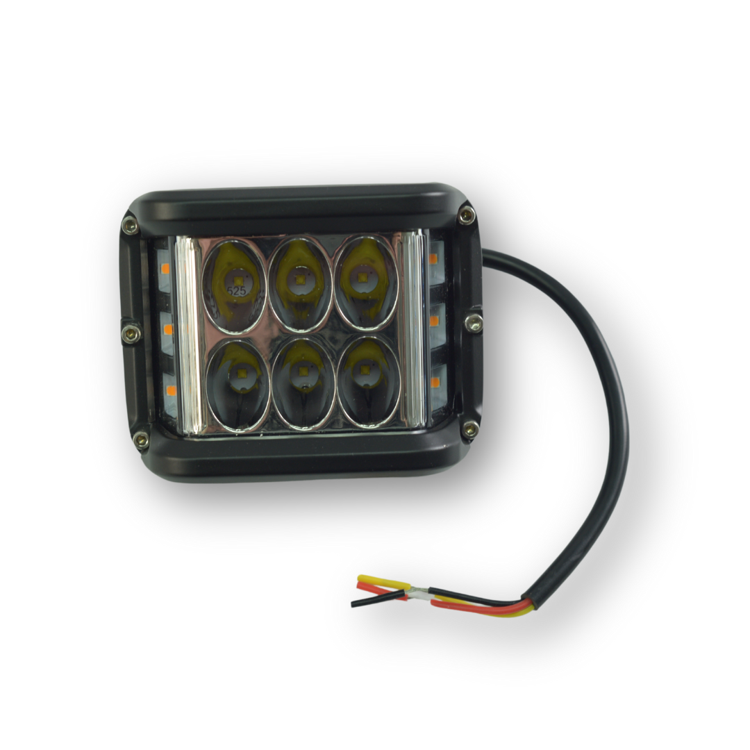 Фара универсальная диодная LED 24V (12 диодов 60W белый+желтый свет+ страбоскоп желтый--98*76*58)