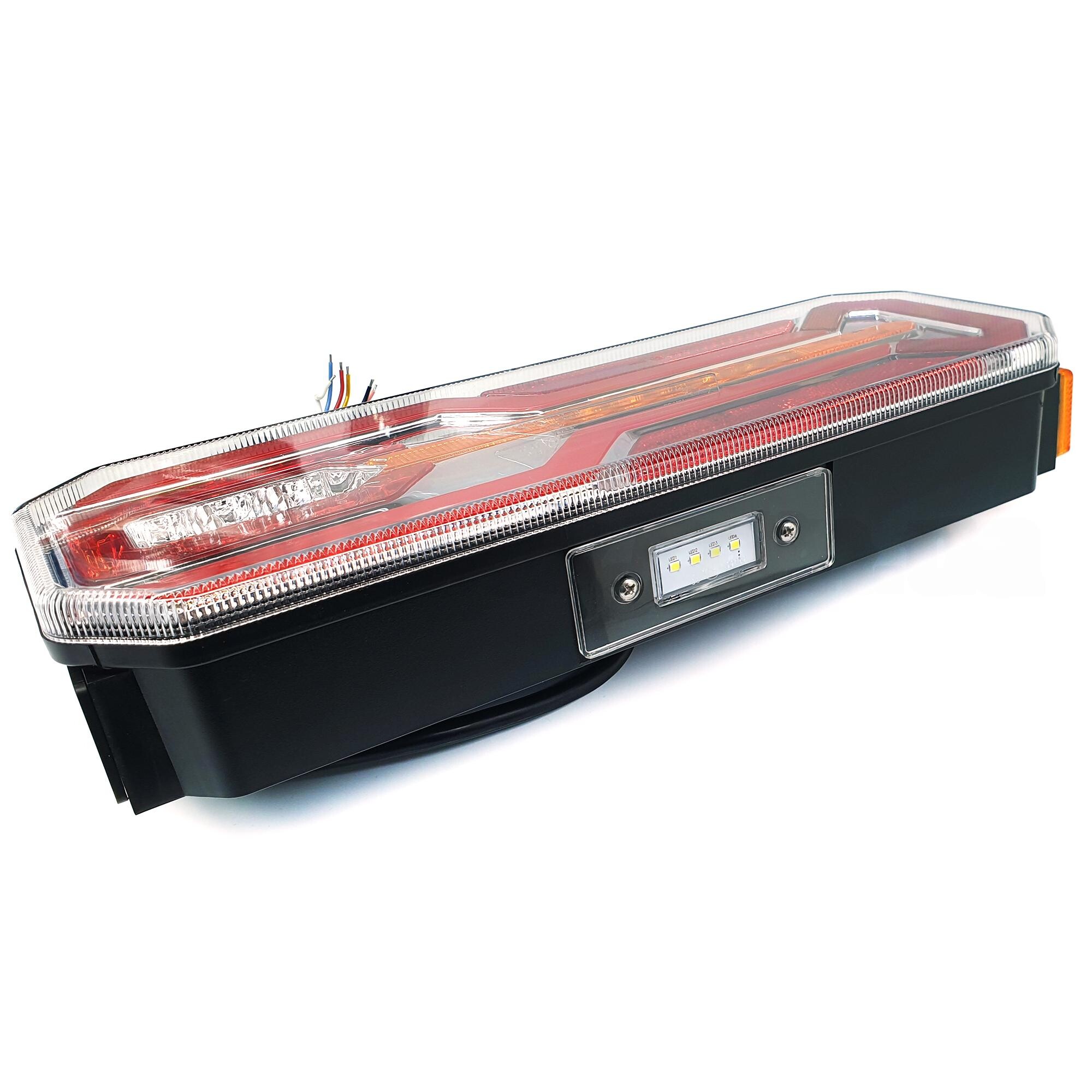 Фонарь задний FERZE 350х131х60 \правый\ бег.указ.поворота , каб.  подсв. ном.