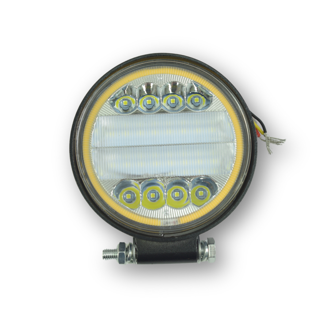 Фара универсальная диодная LED 24V (24 диода 96W белый свет желтый контур  круглая-114)