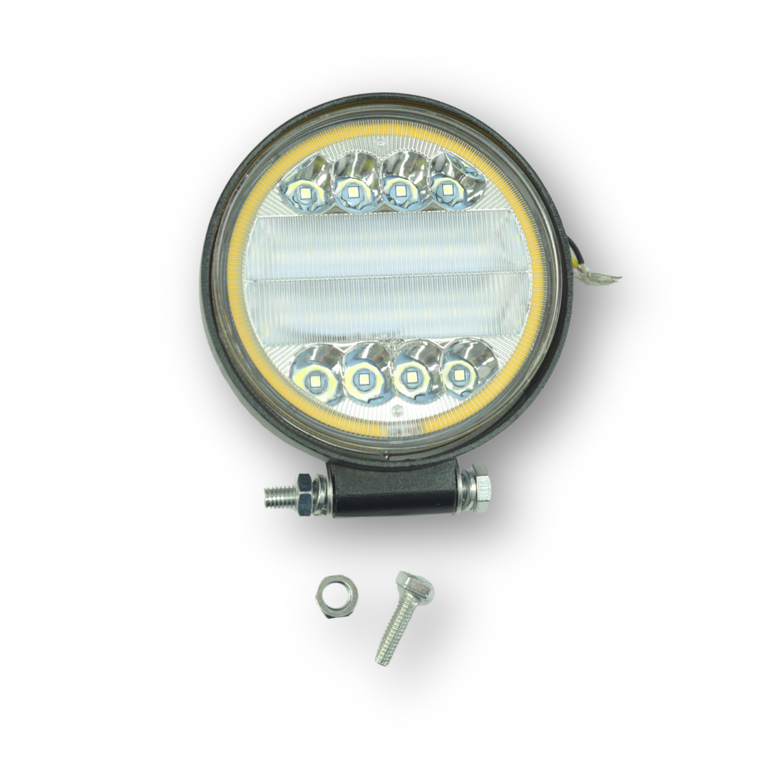 Фара универсальная диодная LED 24V (24 диода 96W белый свет желтый контур  круглая-114)