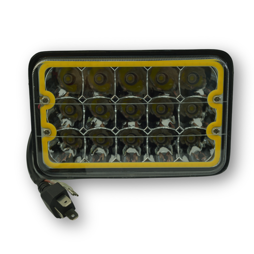 Фара универсальная диодная LED 24V (15 диодов 45W дальний\ближний желтый контур-170*108*66)